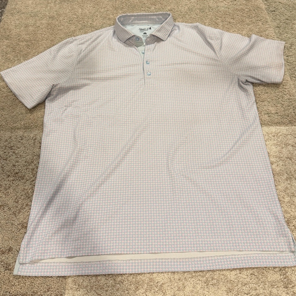 johnnie-O Men's Light Blue Micro Geo Polo